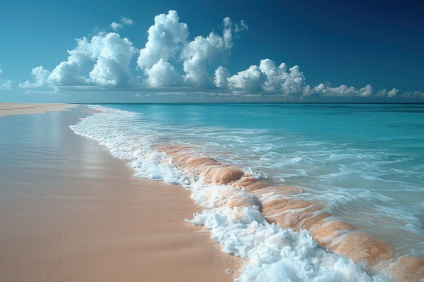 Sandy shore with waves gently passing by Sandy shore with waves gently passing by