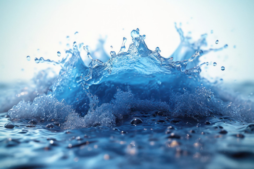Vivid blue water splash on a clean white background capturing the dynamic beauty of liquid motion Vivid blue water splash on a clean white background capturing the dynamic beauty of liquid motion