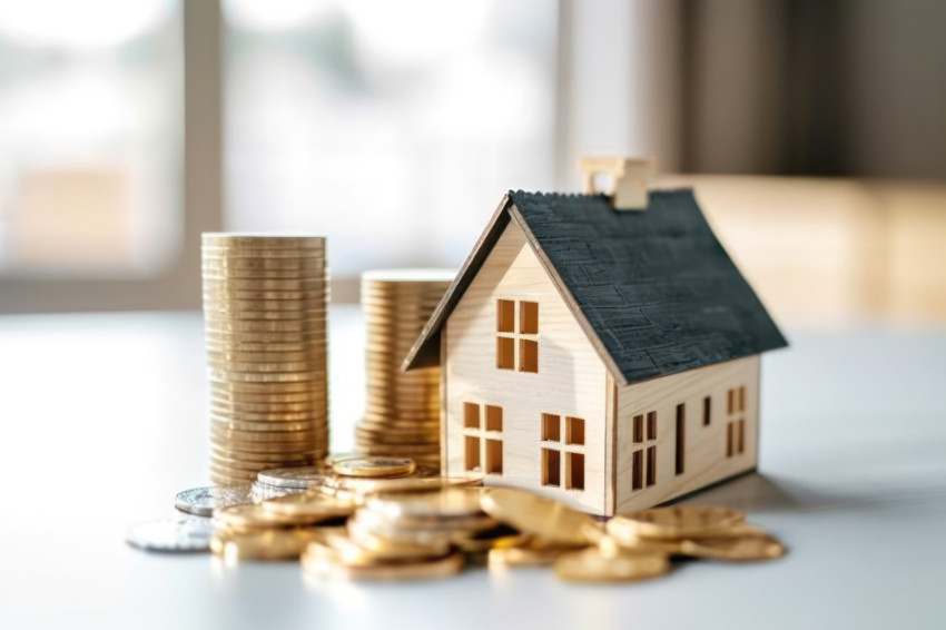House concept buying selling and saving for a home money and house transactions illustrated in a simple clear way House concept buying selling and saving for a home money and house transactions illustrated in a simple clear way