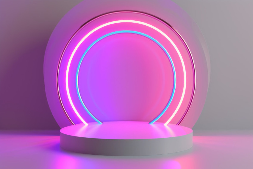 White wooden stand model adorned with neon lights White wooden stand model adorned with neon lights