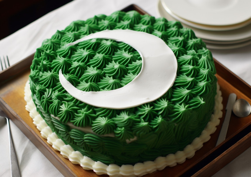 Pakistan flag cake decorated in green and white Pakistan flag cake decorated in green and white, pakistan independence day photos