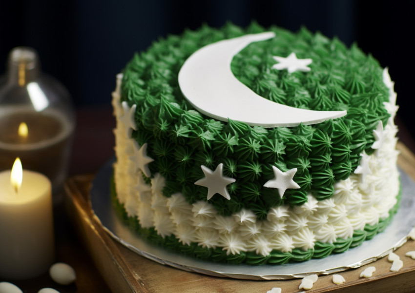 Pakistan Flag Cake in Green and White Pakistan Flag Cake in Green and White