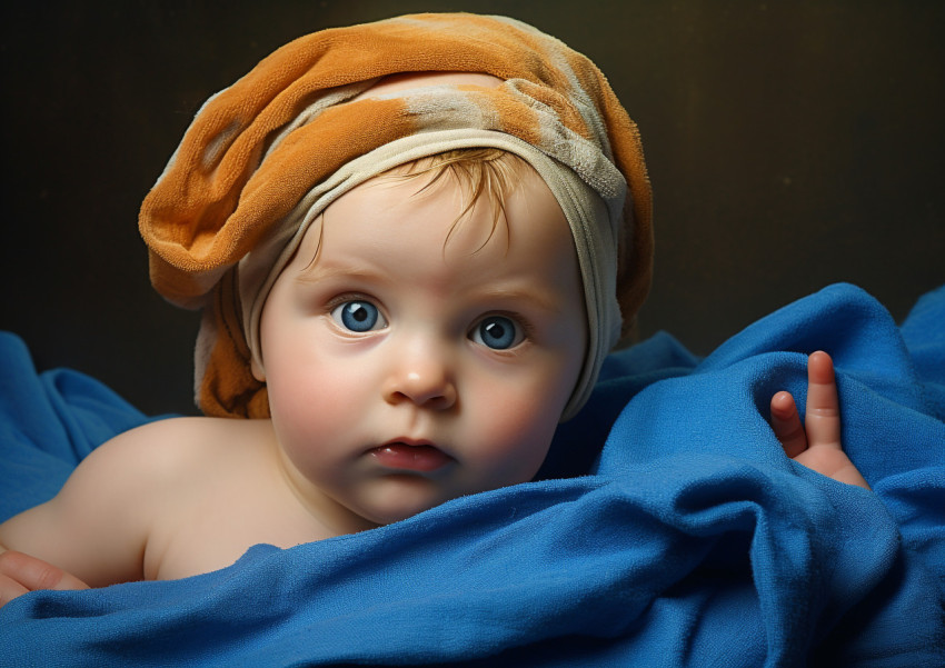 Baby with blue towel Baby with blue towel, ai baby prompt, baby ai art