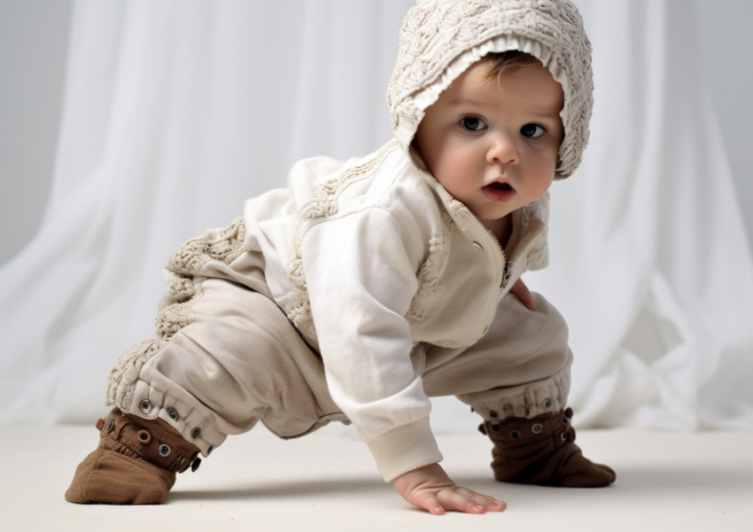a born baby crawling down on a white background a born baby crawling down on a white background