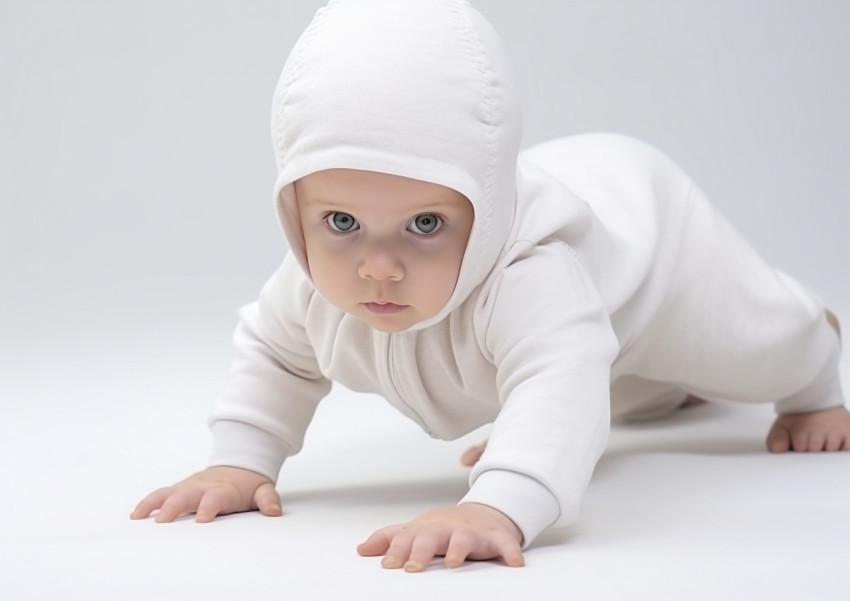 a baby crawling on a white background a baby crawling on a white background
