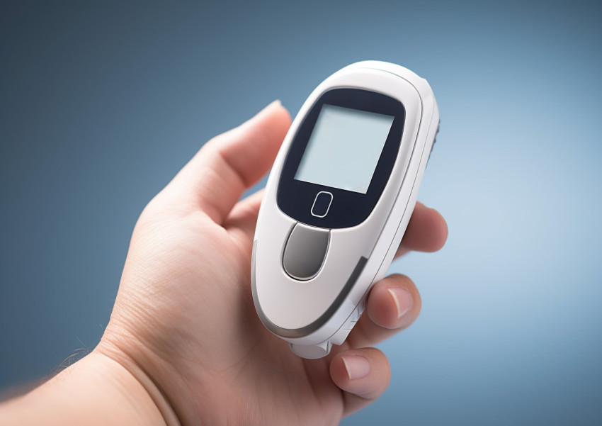 Diabetic checking blood sugar with glucometer Diabetic checking blood sugar with glucometer, diabetes concept