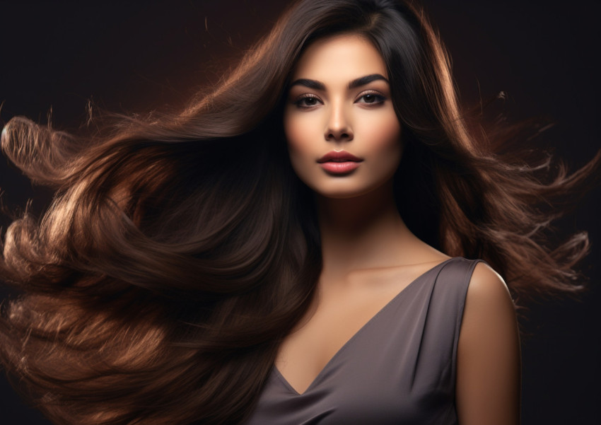 Beautiful young woman with long brown hair Beautiful young woman with long brown hair