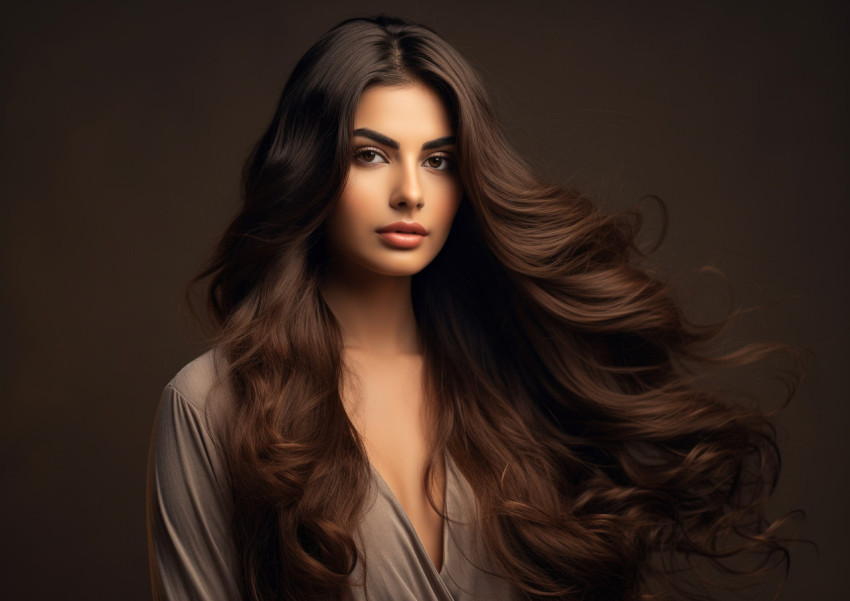 Confident young woman with long hair Confident young woman with long hair