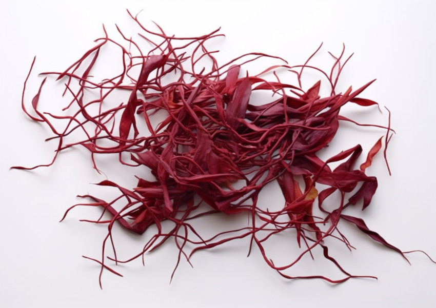 Saffron leaves on a white surface Saffron leaves on a white surface, saffron flower image