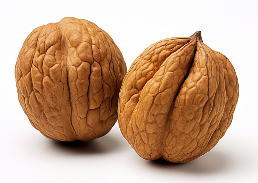 Two walnut nuts in a white background Two walnut nuts in a white background, walnuts image
