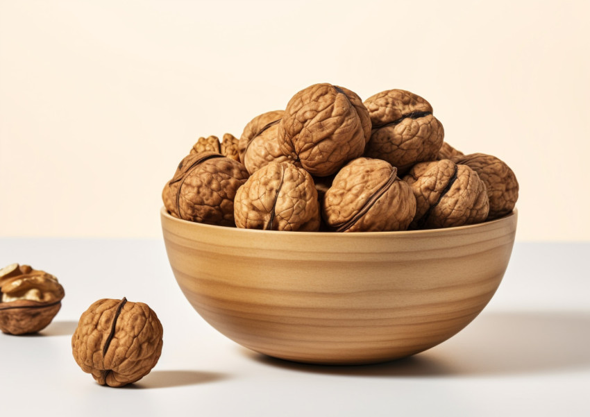 Walnuts in a bowl on top of a white background Walnuts in a bowl on top of a white background, walnuts image
