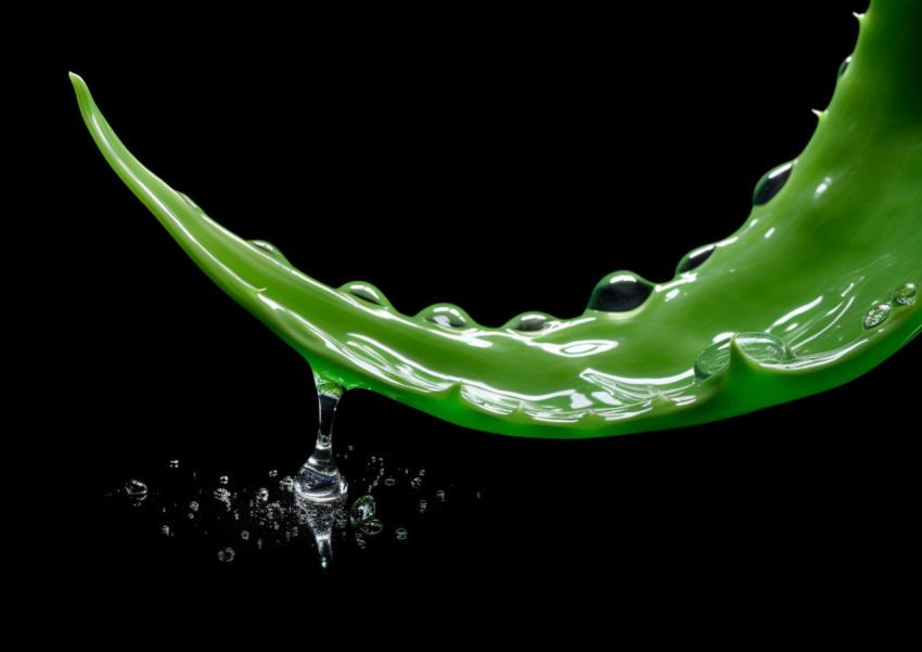 A green aloe vera leaf is shown dropping water A green aloe vera leaf is shown dropping water, alovera leaf image