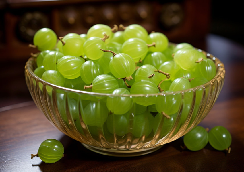 Green gooseberry fruits in a bowl Green gooseberry fruits in a bowl, gooseberry fruit image