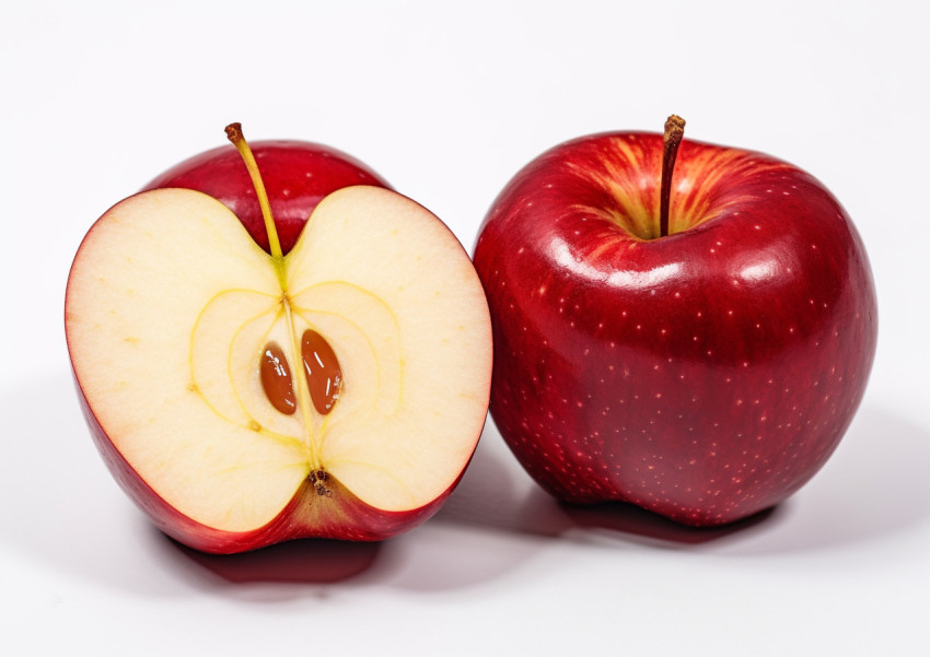 Red apple slices on white background Red apple slices on white background, apple fruit image hd