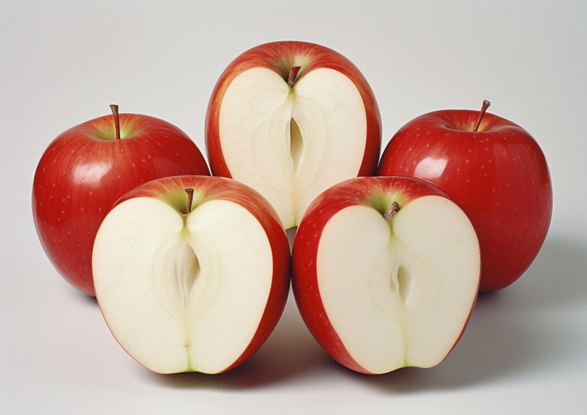 Four apples with slices with white backgrounds Four apples with slices with white backgrounds, apple fruit image hd
