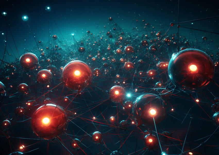 Computer network abstract background with spheres Computer network abstract background with spheres, fractal style art