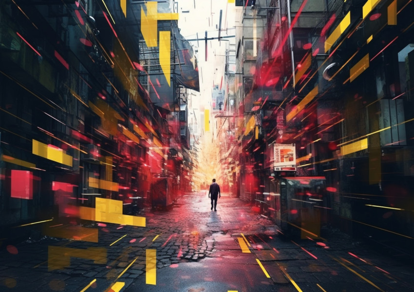 Digital Painting of a City Street Digital Painting of a City Street