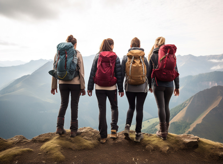 Friends bonding on a hiking trip Friends bonding on a hiking trip