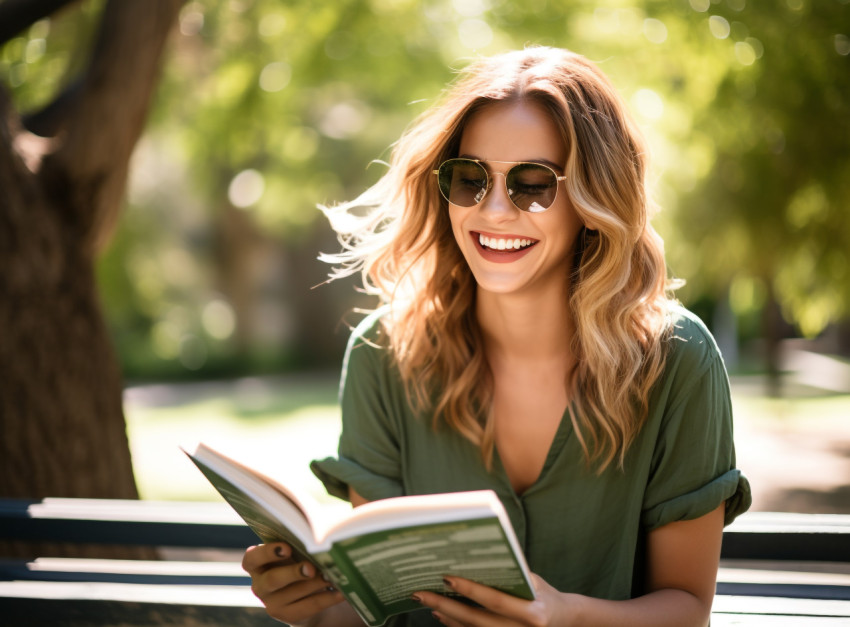 Young woman discovers new perspective in park Young woman discovers new perspective in park, mental health