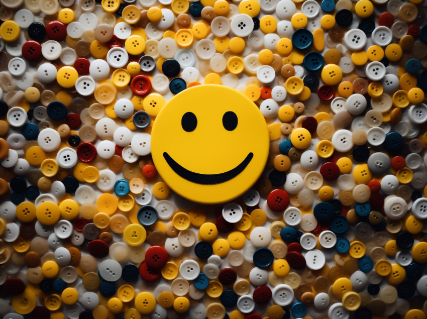 positive thinking using colorful buttons on head smiling face in positive thinking using colorful buttons on head smiling face in