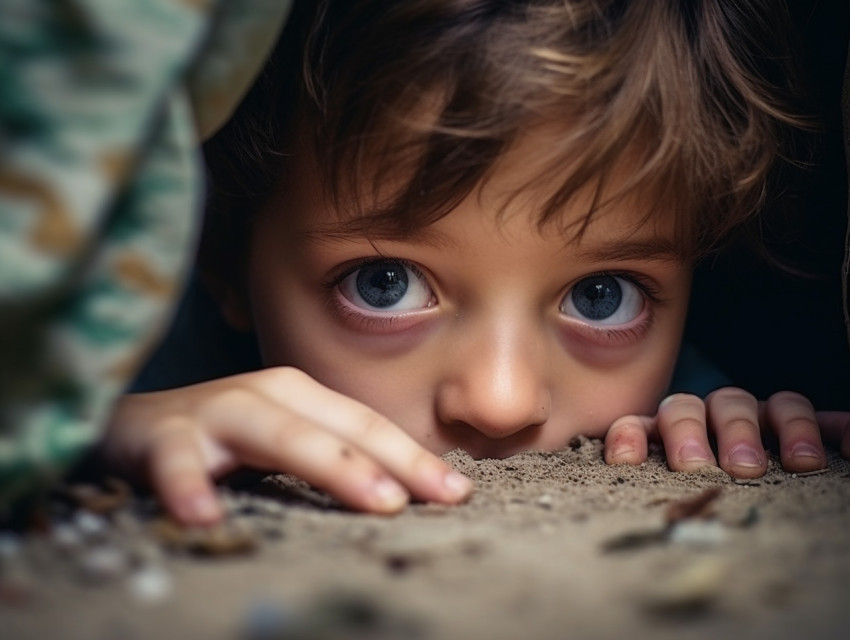A child is hiding under the bed too scared to come out they can Get unlimited access to a library of free ai prompts and ai images to help you generate creative ideas.