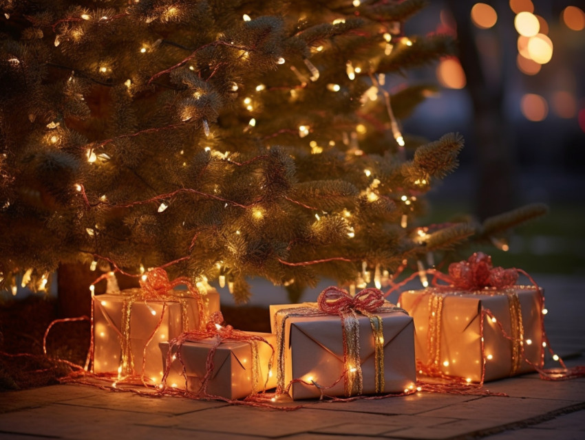 Christmas presents next to the tree with lights on, festivals, c Get unlimited access to a library of free ai prompts and ai images to help you generate creative ideas.