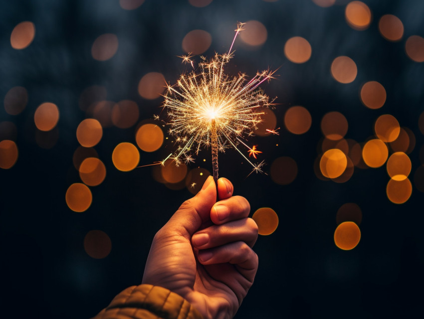 Fireworks for new years day image of person holding a sparkler i Get unlimited access to a library of free ai prompts and ai images to help you generate creative ideas.