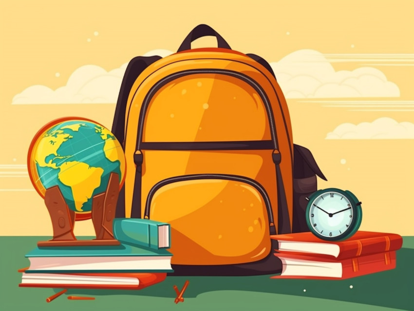 School items are set next to a backpack and books, digital illustration, character illustration Get unlimited access to a library of free ai prompts and ai images to help you generate creative ideas.