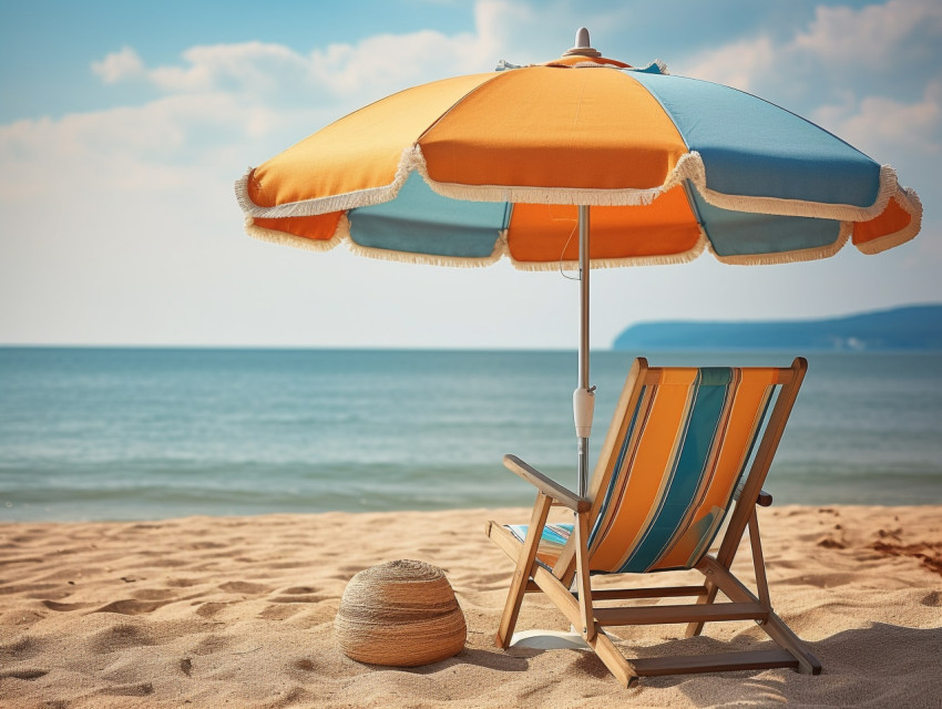 Umbrella and chair with pillow around beautiful landscape of beach and sea, beaches stock images for travel websites Get unlimited access to a library of free ai prompts and ai images to help you generate creative ideas.