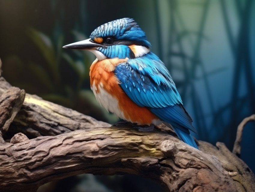 A photo of a colorful kingfisher bird sitting on a tree branch, royalty-free bird stock image Get unlimited access to a library of free ai prompts and ai images to help you generate creative ideas.