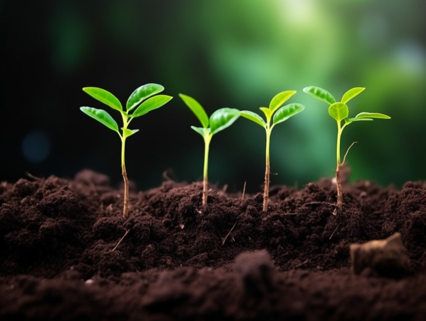 A photo of a green sprouts in dark soil against a blurred background symbolizing the concept of growth and potential, finance stock photo Get unlimited access to a library of free ai prompts and ai images to help you generate creative ideas.