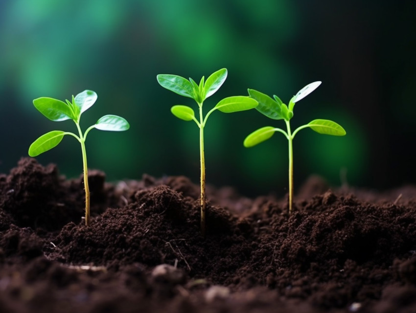 A photo of a green sprouts in dark soil against a blurred background symbolizing the concept of growth and potential, finance stock photo Get unlimited access to a library of free ai prompts and ai images to help you generate creative ideas.