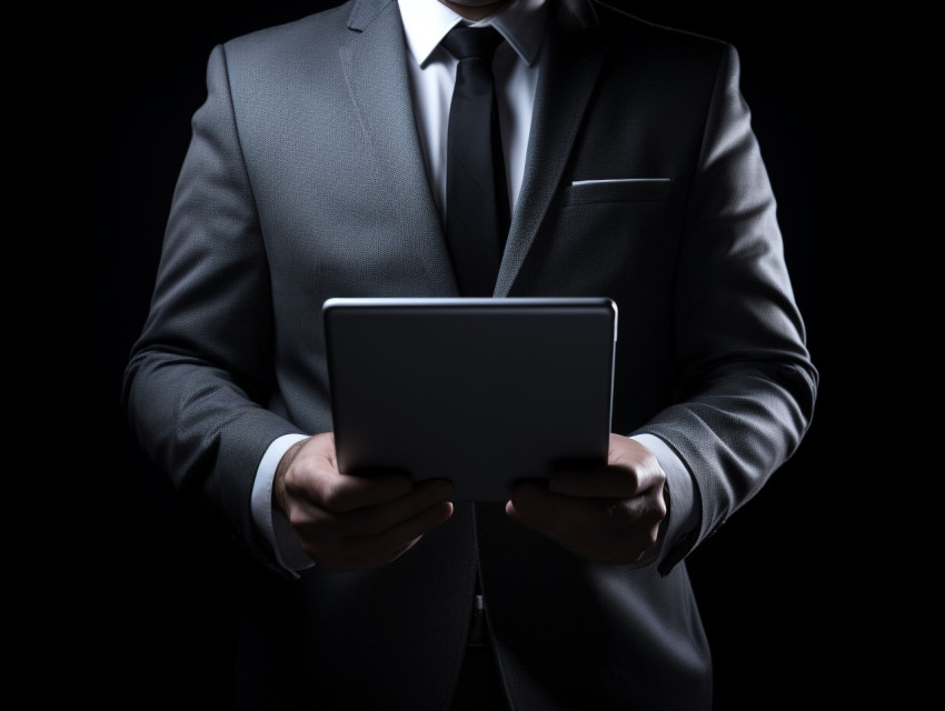 Man holding tablet computer on black background, seo stock images for marketing campaigns Get unlimited access to a library of free ai prompts and ai images to help you generate creative ideas.