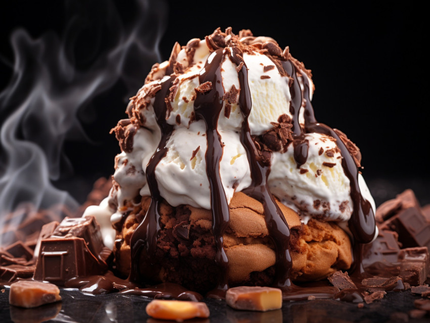 Coold sweet ice cream with chocolate, free ai prompts for ice cream scoop Coold sweet ice cream with chocolate, free ai prompts for ice cream scoop