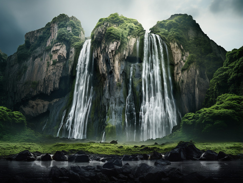 Breathtaking Waterfall in a Tropical Rainforest Breathtaking Waterfall in a Tropical Rainforest