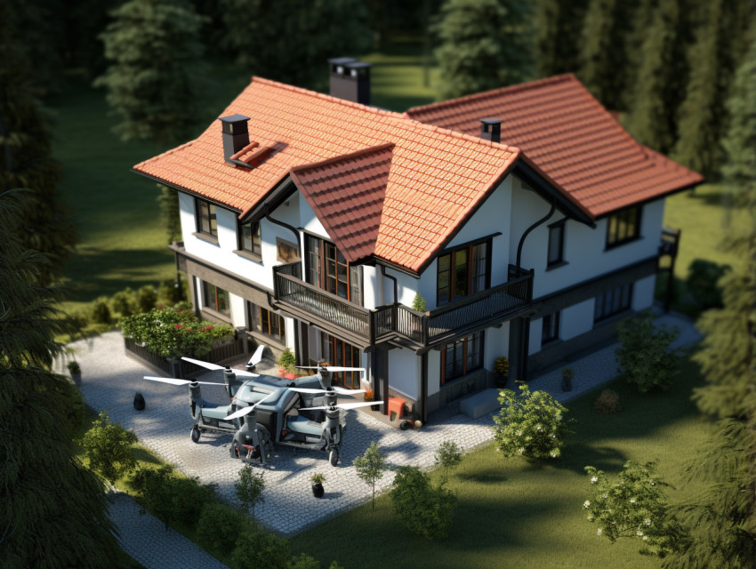 Birds-eye view of a cozy cottage