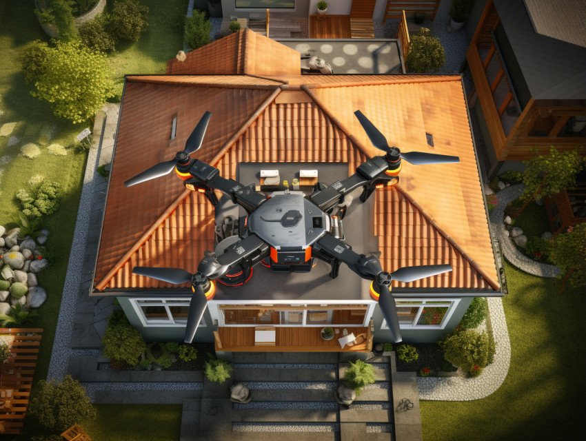 Aerial shot of a modern home