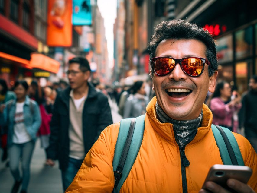 A street photographer in a foreign city A street photographer in a foreign city