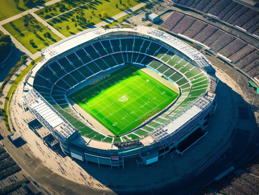 A telephoto aerial view of a stadium A telephoto aerial view of a stadium