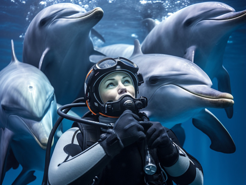 Dolphin Enraptured by Diver's Camera