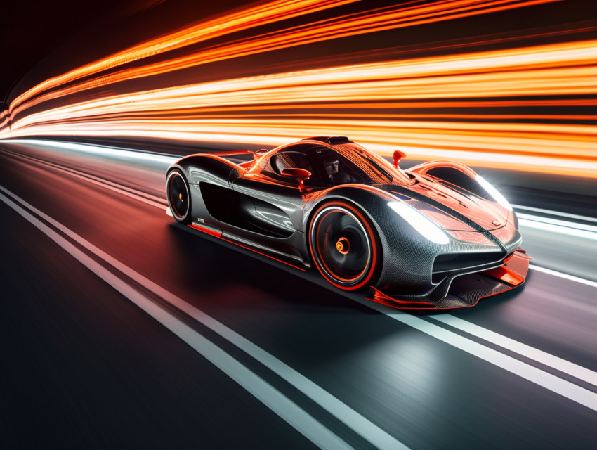 Car Racing Down Track Long Exposure Car Racing Down Track Long Exposure