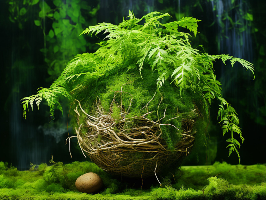 A photo of a kokedama craft A photo of a kokedama craft