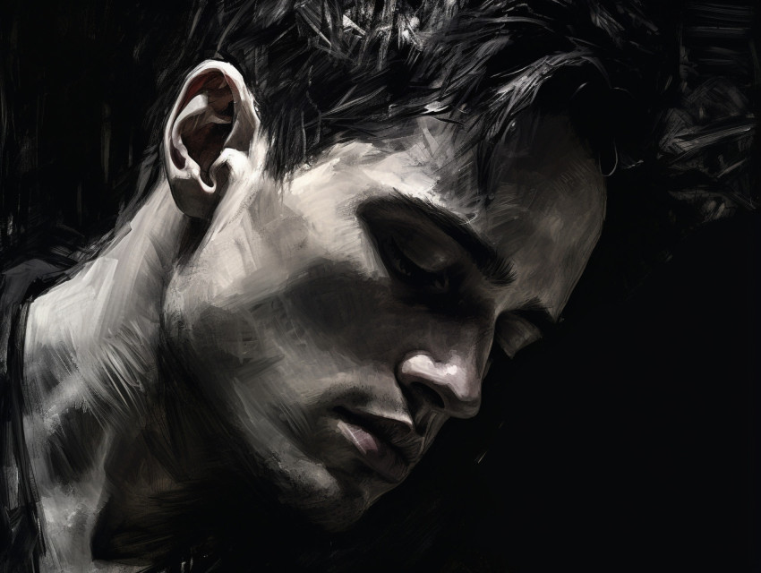 Black and white man portrait illustration