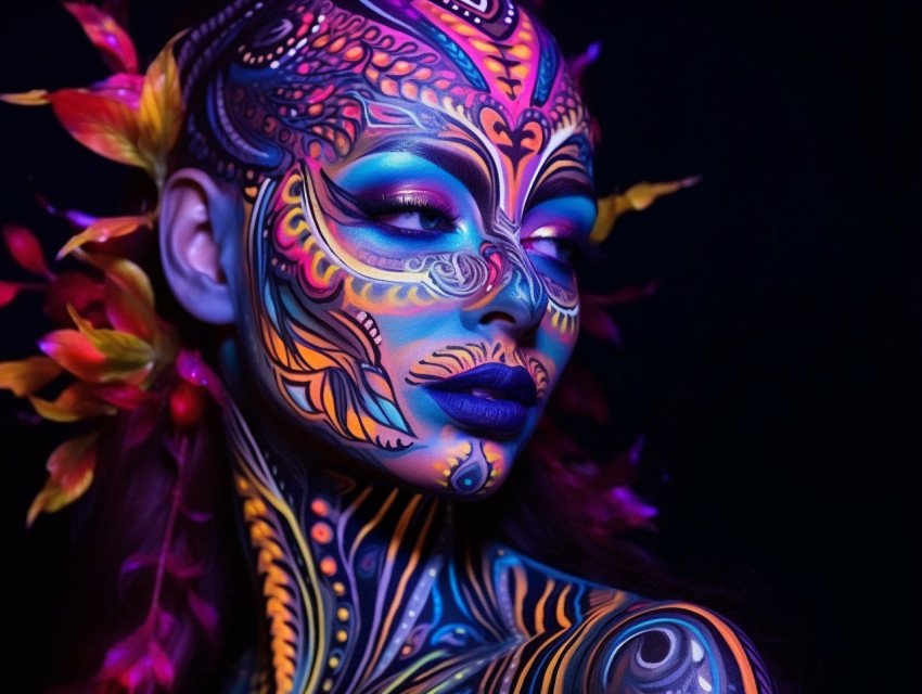 Tribal Glowing Face Painting
