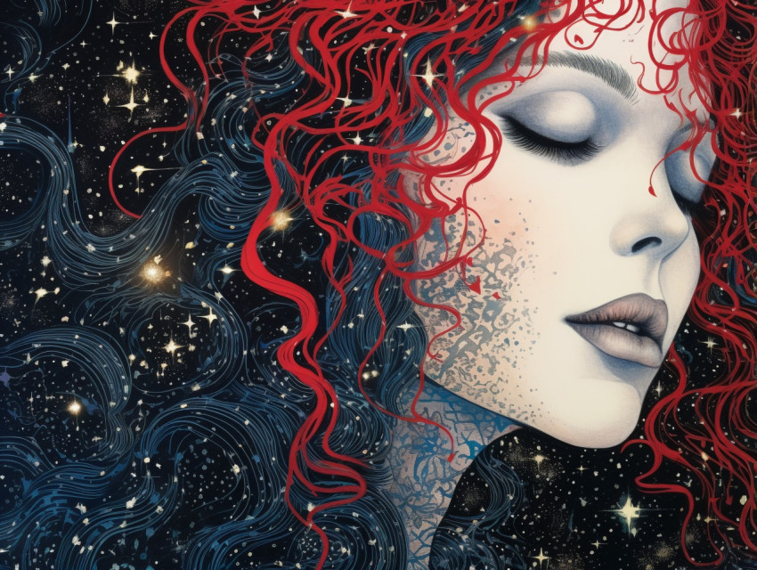 Woman face in stardust