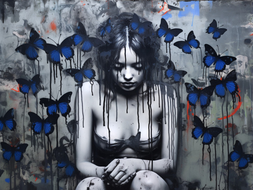 Girl with butterflies in her hair