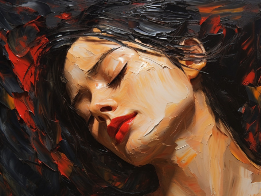 Close-up of woman's face with closed eyes
