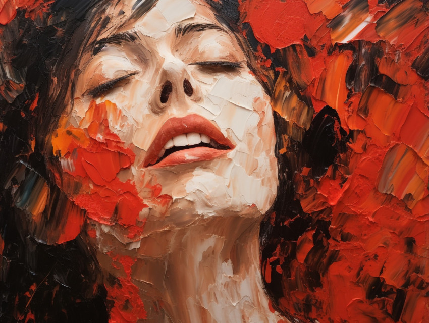 Painting of woman with closed eyes
