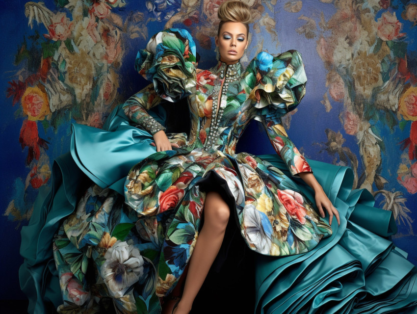 Fashion Model in Haute Couture Dress