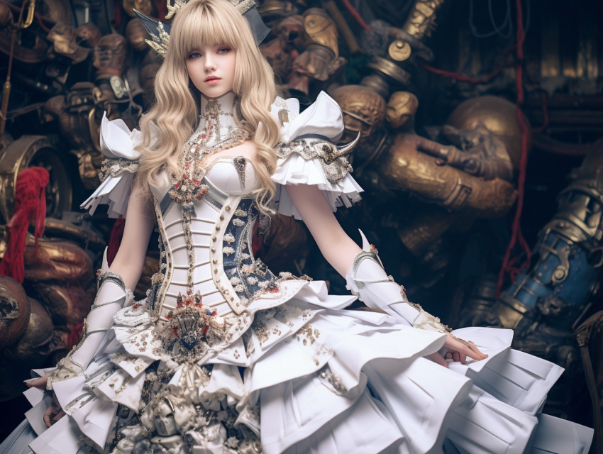 Fashion model in cosplay costume